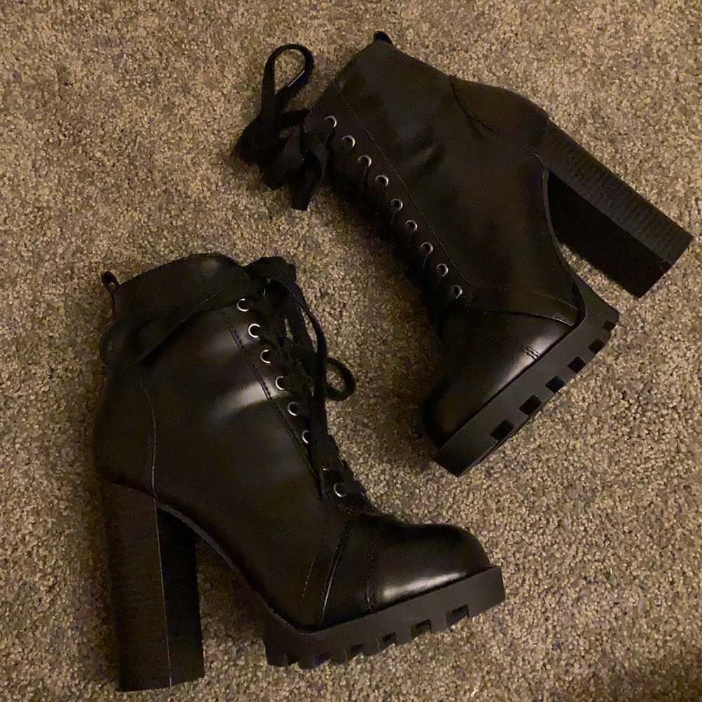 black combat boots